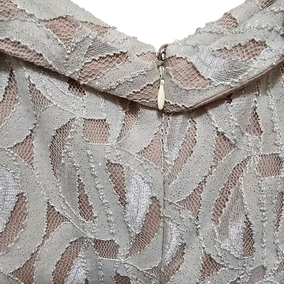 Off-Shoulder White Lace Midi Dress Size 8 By R&M Richards With Back Zipper Closu - Picture 4 of 10